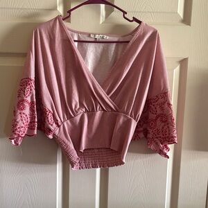 Haute Monde Mauve Embroidered Blouse